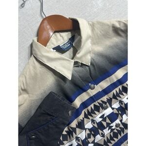 Vintage Brooks & Dunn Panhandle Western Cowboy Button Shirt Men's Medium Aztec